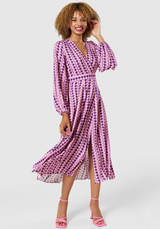 Closet London Circle Pattern A Line Maxi Dress, Pink Multi