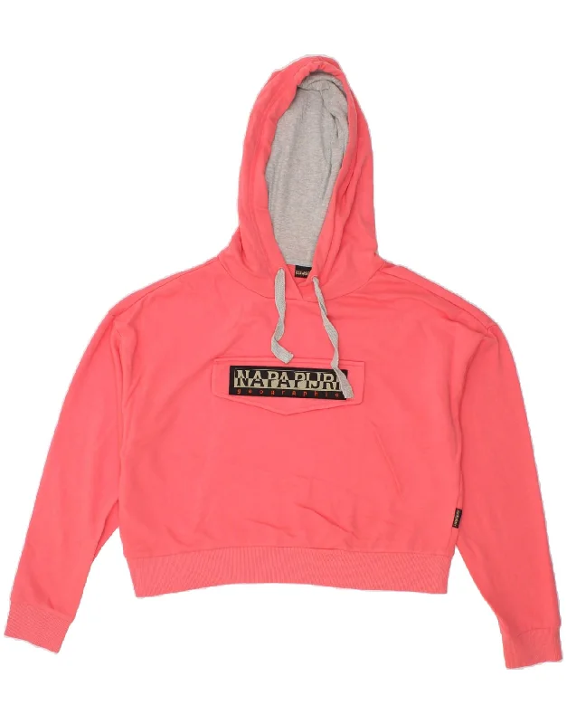 Unmissable Offer NAPAPIJRI Womens Crop Graphic Hoodie Jumper UK 16 Large Pink Cotton Unmissable Offer NAPAPIJRI Womens Crop Graphic Hoodie Jumper UK 16 Large Pink Cotton