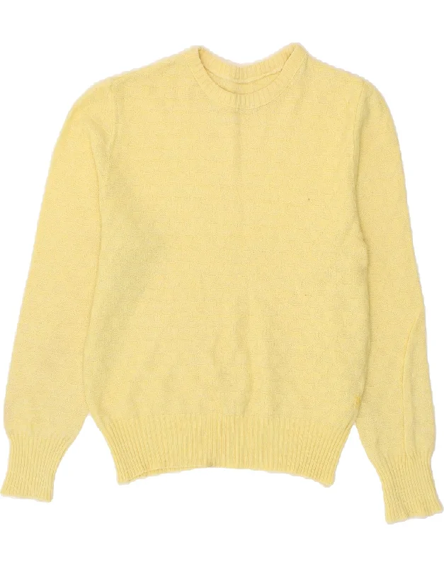 VINTAGE Womens Crew Neck Jumper Sweater UK 14 Medium Yellow