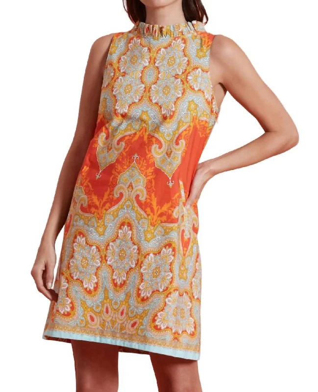 Ella Medallion Dress In Orange Multi