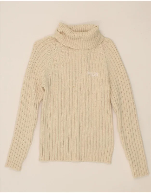Fantastic Offers FILA Womens Roll Neck Jumper Sweater UK 12 Medium Off White Acrylic Fantastic Offers FILA Womens Roll Neck Jumper Sweater UK 12 Medium Off White Acrylic