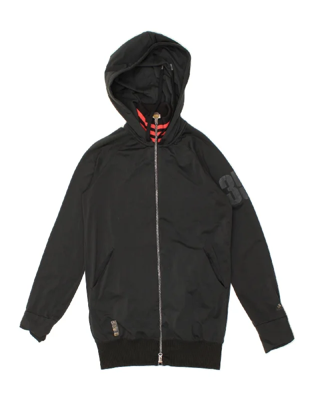 Super Bargain ADIDAS Womens Graphic Zip Hoodie Sweater UK 12 Medium  Black Polyester