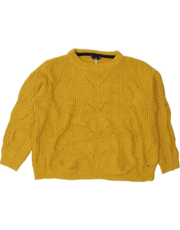 Sale Event JOULES Womens Boat Neck Jumper Sweater UK 14 Large Yellow Polyamide