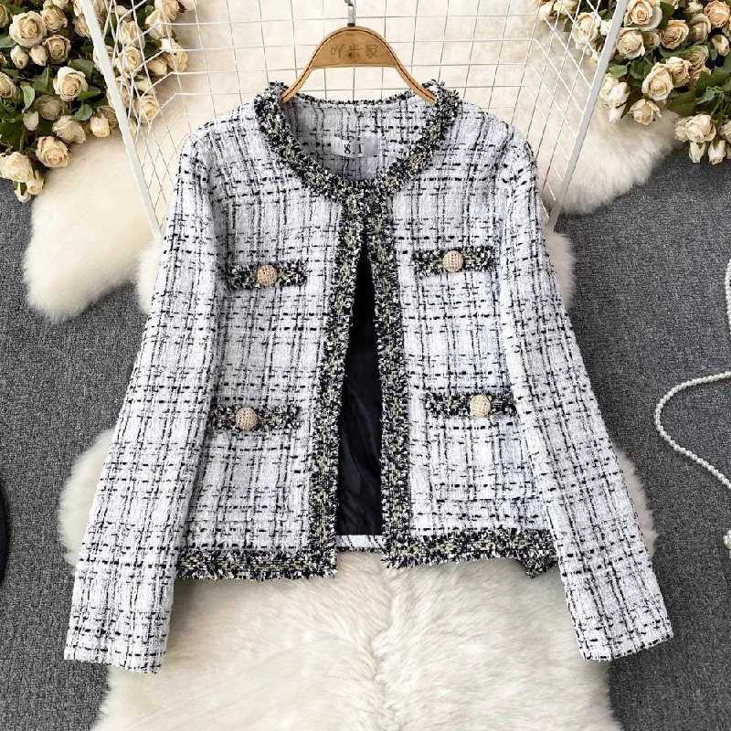Price Smash round neck short coat women's casual jacket top       S4167