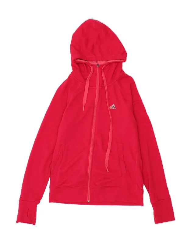 Special Promotion ADIDAS Womens Zip Hoodie Sweater UK 8/10 Small Pink Polyester