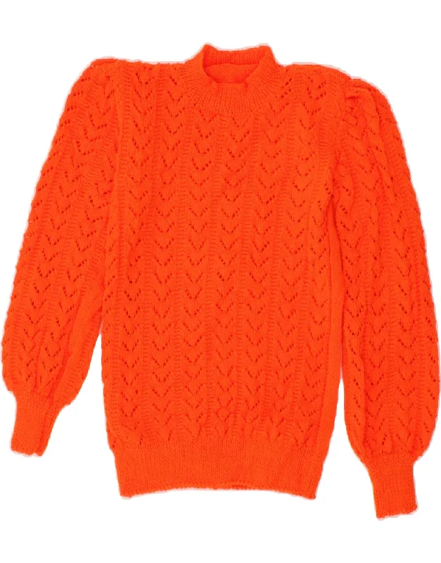 VINTAGE Womens Turtle Neck Jumper Sweater UK 8 Small Orange