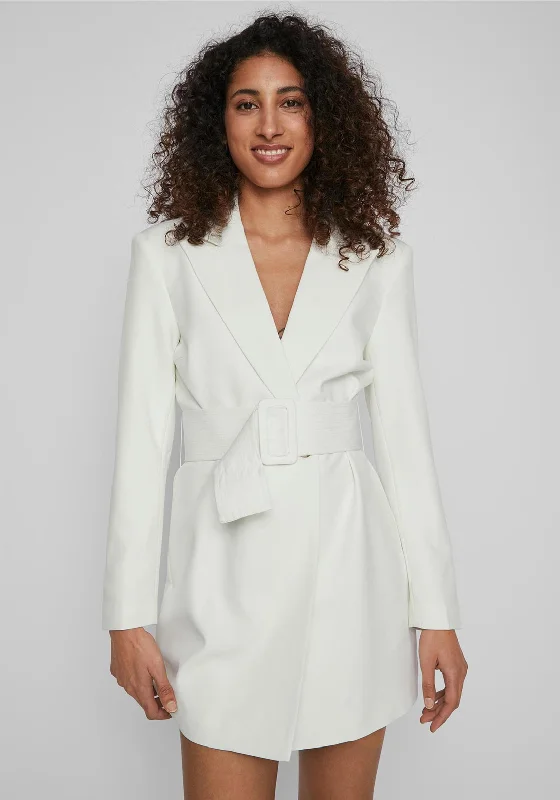 Deal Dash Vila Gery Belted Blazer Mini Dress, Cloud Dancer