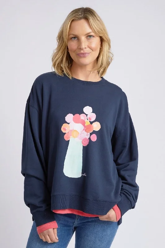 Epic Deals Elm Janey Floral Crew - Dark Sapphire