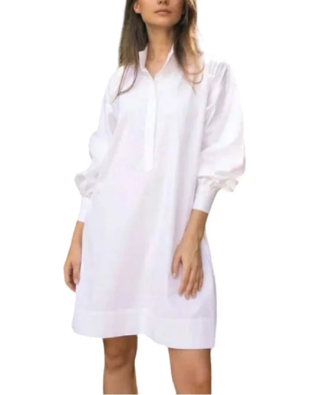 Anaya Popover Dress In White Poplin