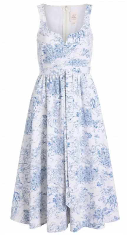 Etoile Ebba Dress In White/blue