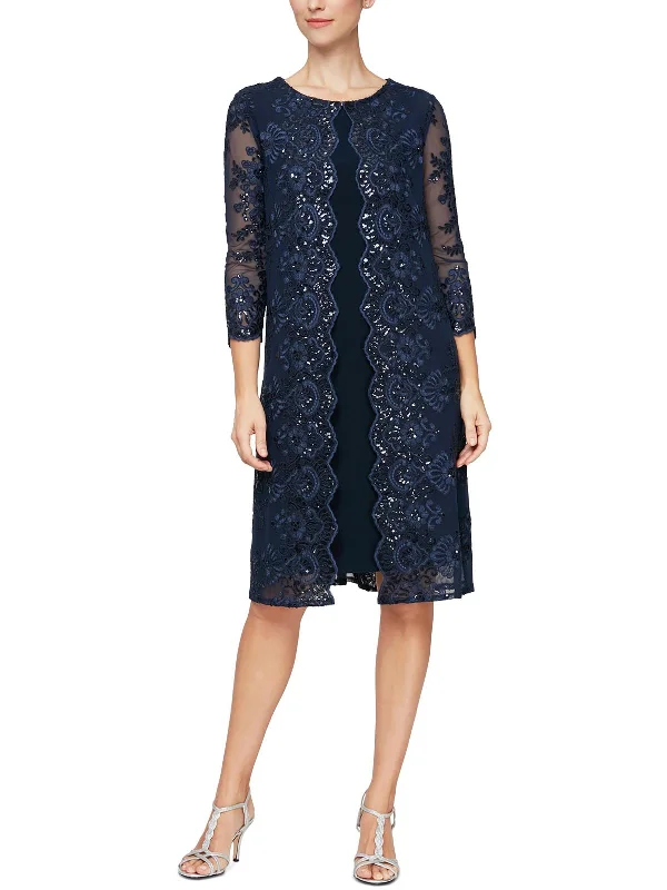 Epic Deals Petites Womens Floral Print Polyester Mini Dress