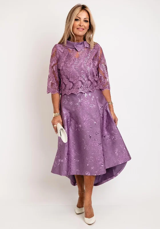 Lizabella Embroidered Bolero Dip Hem Dress, Orchid