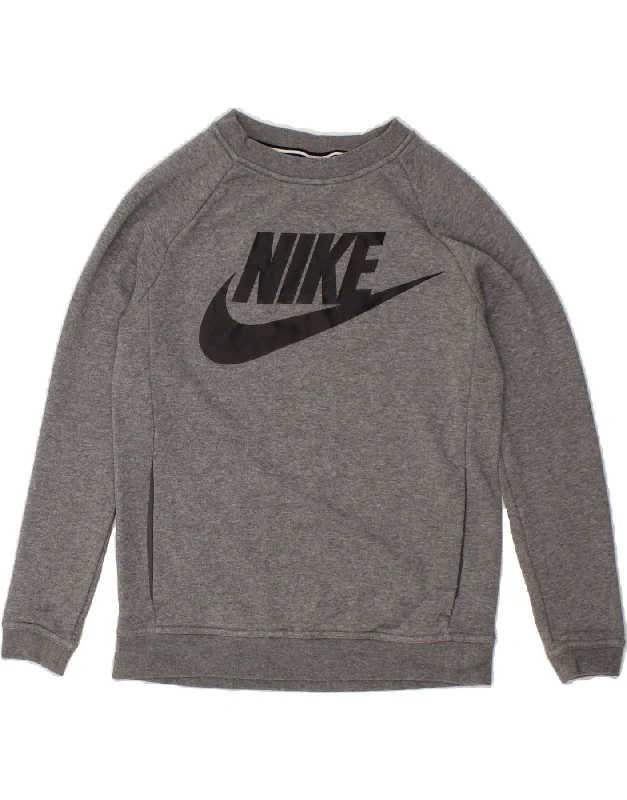 Can't Miss NIKE Womens Graphic Sweatshirt Jumper UK 6 XS Grey Cotton