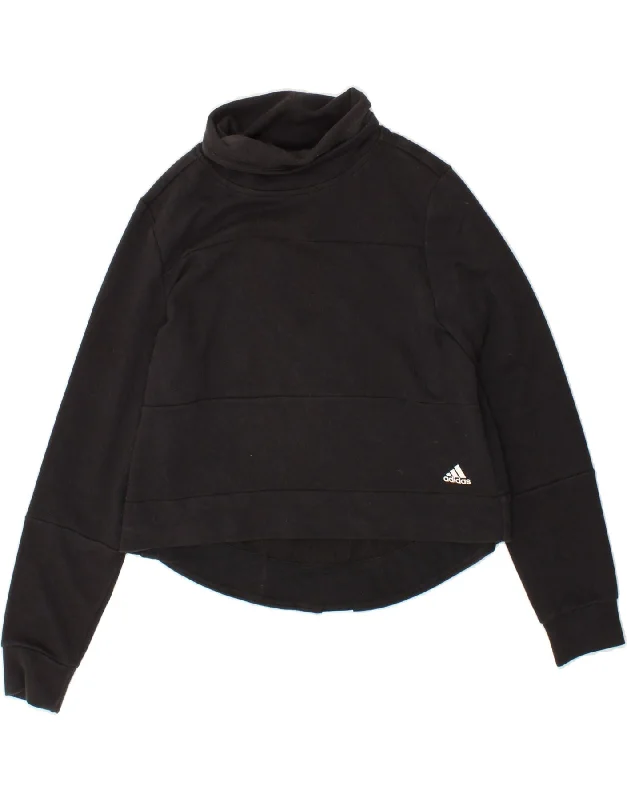 Final Clearance ADIDAS Womens Graphic Roll Neck Sweatshirt Jumper UK 8/10 Small Black