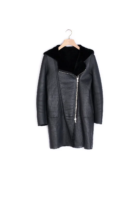Special Discount Manteau en peau lainée avec capuche