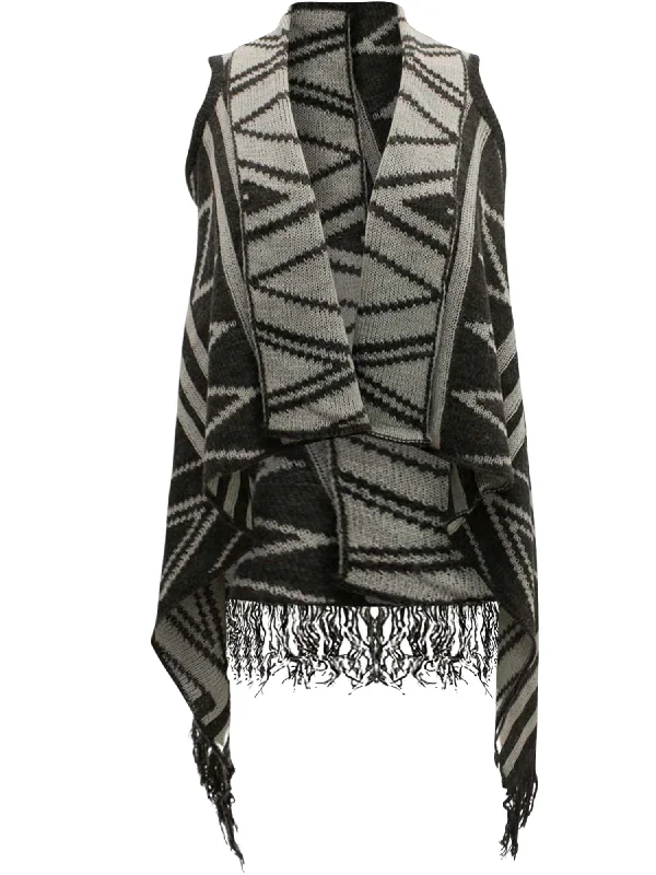 Price Slash Gray & White Chevron Pattern Knit Sleeveless Vest