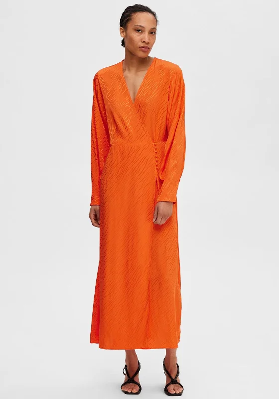Fantastic Offers Selected Femme Abienne Satin Wrap Maxi Dress, Orangeade