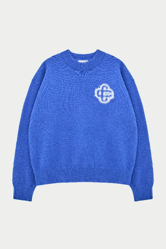 Clearance Event FLUFFY EMBLEM KNITTED CREW - COBALT