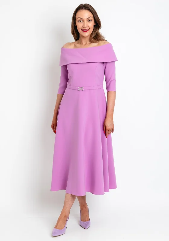 Claudia C Lambrusco Boat Neckline Dress, Pink Lavender