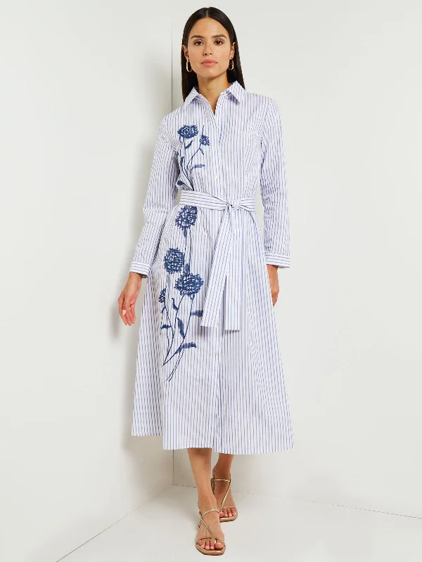 The Best Prices Midi A-Line Shirtdress - Embroidered Cotton Blend
