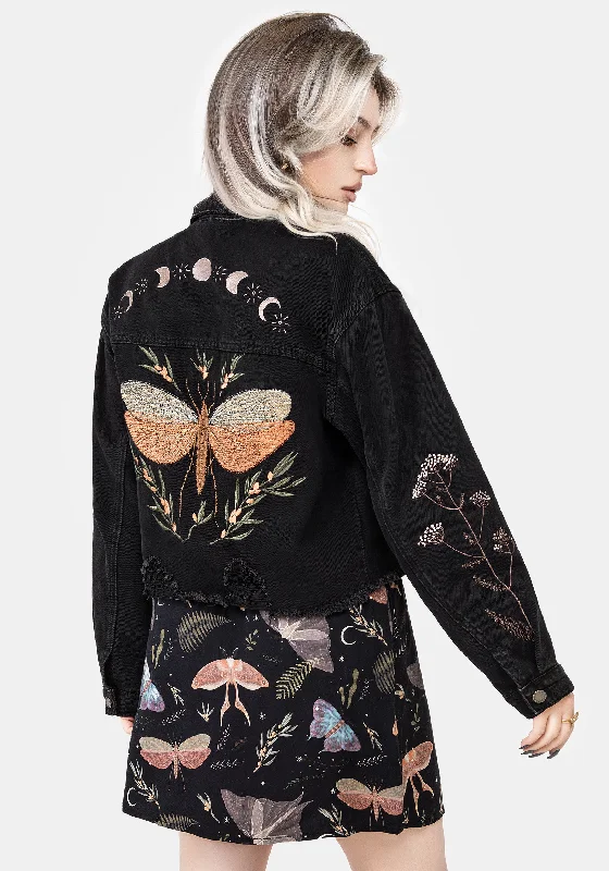 Best Seller Griffinfly Embroidered Distressed Denim Jacket