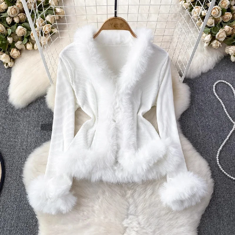 Can't Be Beat V-neck bell sleeves sweater women's casual jacket top        S4218