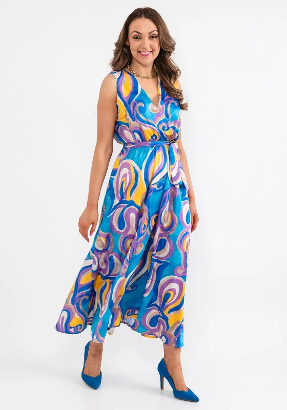 Deal Alert d.e.c.k. by Decollage One Size Swirl Maxi Dress, Blue
