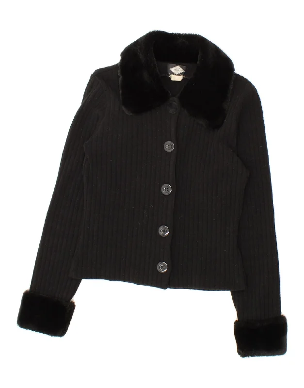 Overstock ATOS LOMBARDINI Womens Crop Cardigan Sweater UK 8 Small Black