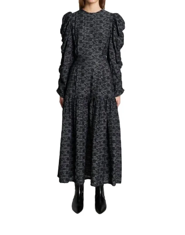 Patti Embroidered Dress In Almost Black