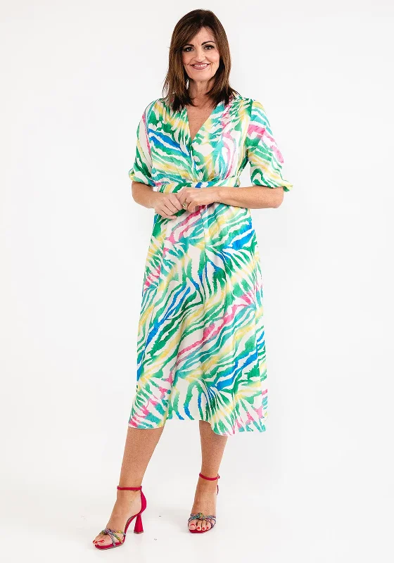 Super Sale Seventy1 One Size Colourful Tiger Print Midi Dress, Green Multi
