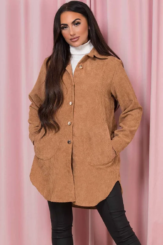 Epic Deals Oversized Cord Shacket Jacket Stone