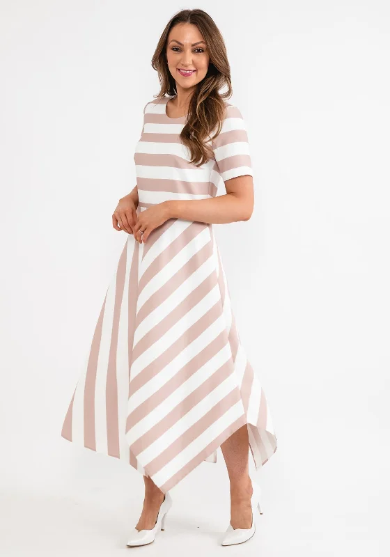 Don't Miss Coco Doll Hara Geometric Stripe Maxi Dress, Taupe & White