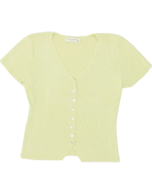 Price Reduction DOROTHY PERKINS Womens Crop Cardigan Sweater UK 12 Medium Green Cotton