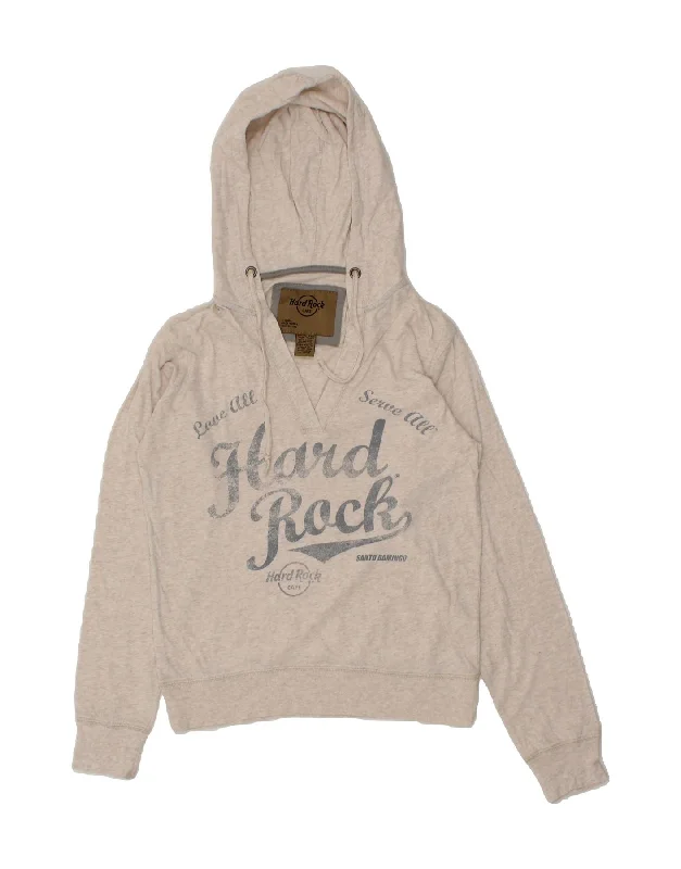 HARD ROCK CAFE Womens Santo Domingo Graphic Hoodie Jumper US 6 XS Grey