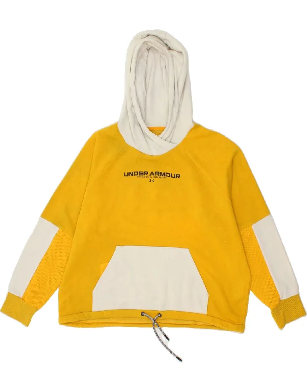 Clearance Sale UNDER ARMOUR Womens Graphic Hoodie Jumper UK 14 Medium Yellow Colourblock Clearance Sale UNDER ARMOUR Womens Graphic Hoodie Jumper UK 14 Medium Yellow Colourblock
