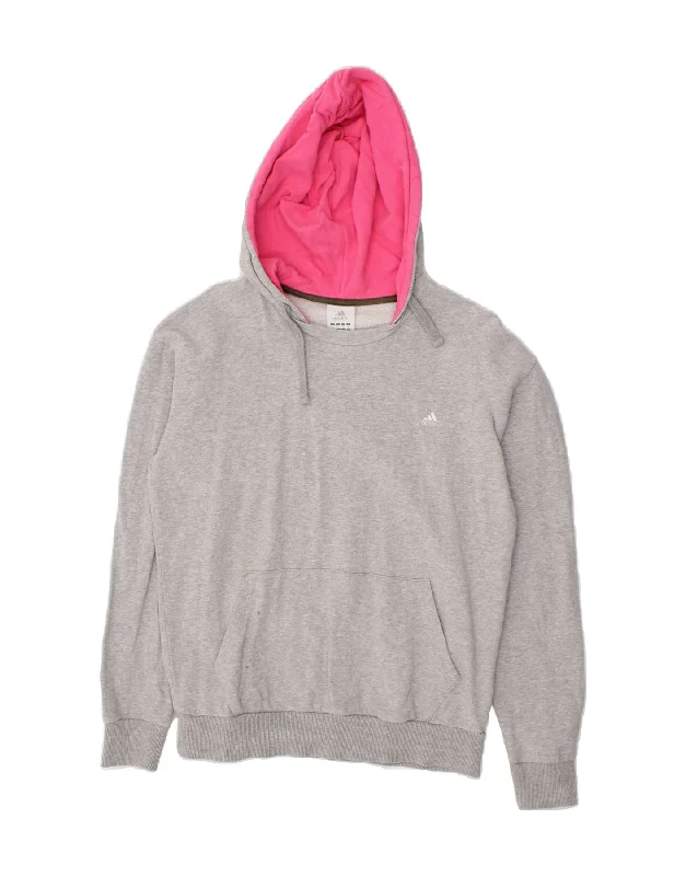 Huge Discounts ADIDAS Womens Hoodie Jumper UK 16 Large Grey Cotton