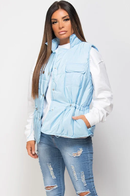 Limited Time Gilet With Drawstring Waist Sky Blue