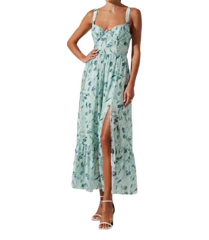 Kelby Dress In Green Blue Floral