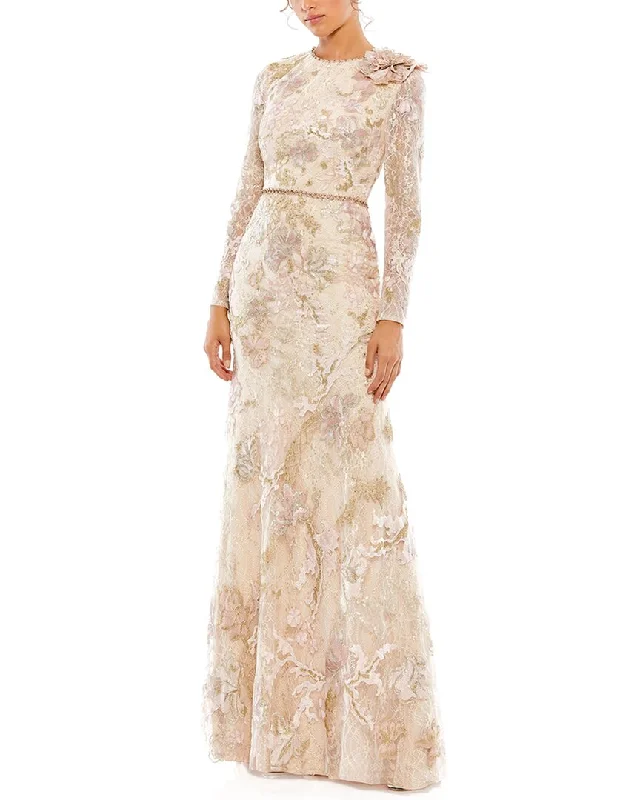 Deal Mania Mac Duggal Floral Embroidered Lace Trumpet Gown