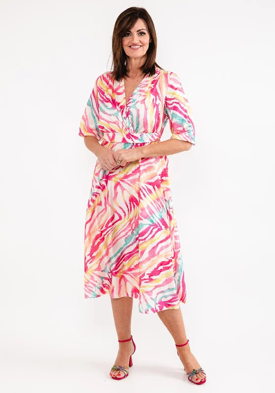 Discount Days Seventy1 One Size Colourful Tiger Print Midi Dress, Pink Multi