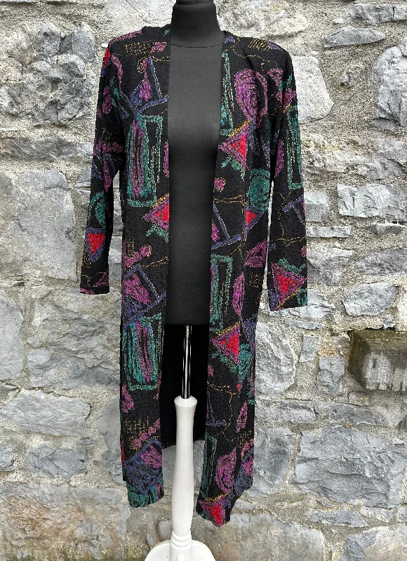Flash Sale 80s abstract black open coat uk 12-14