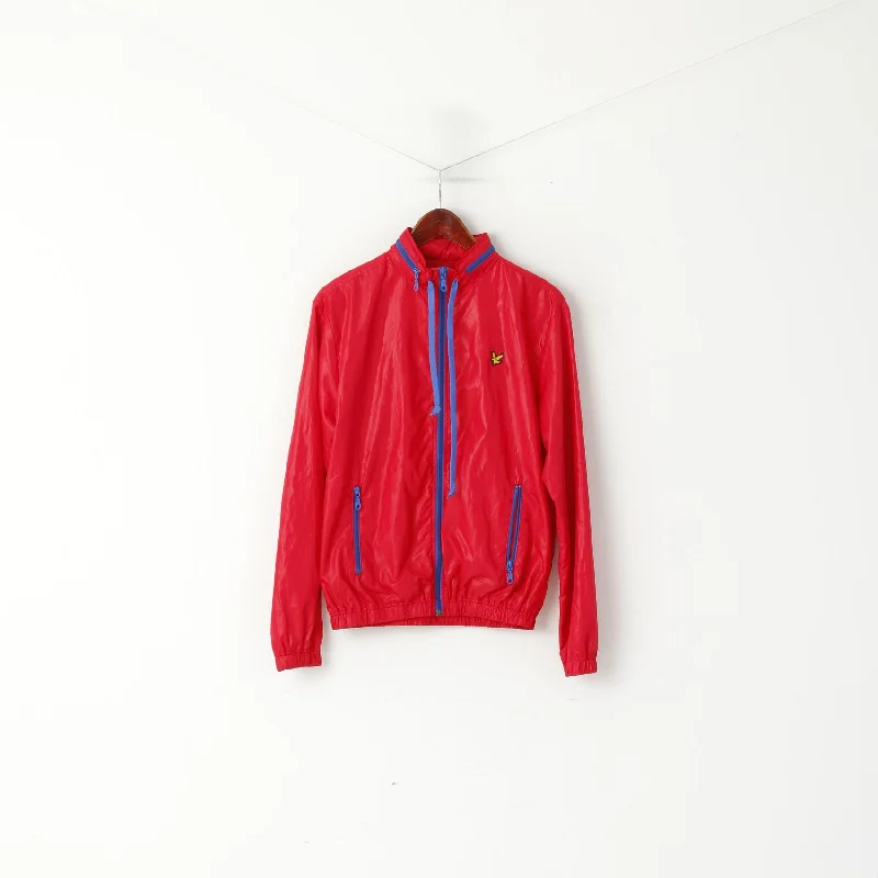 Discount Extravaganza Lyle & Scott Vintage Women M Jacket Red Full Zipper Hidden Hood Light Top