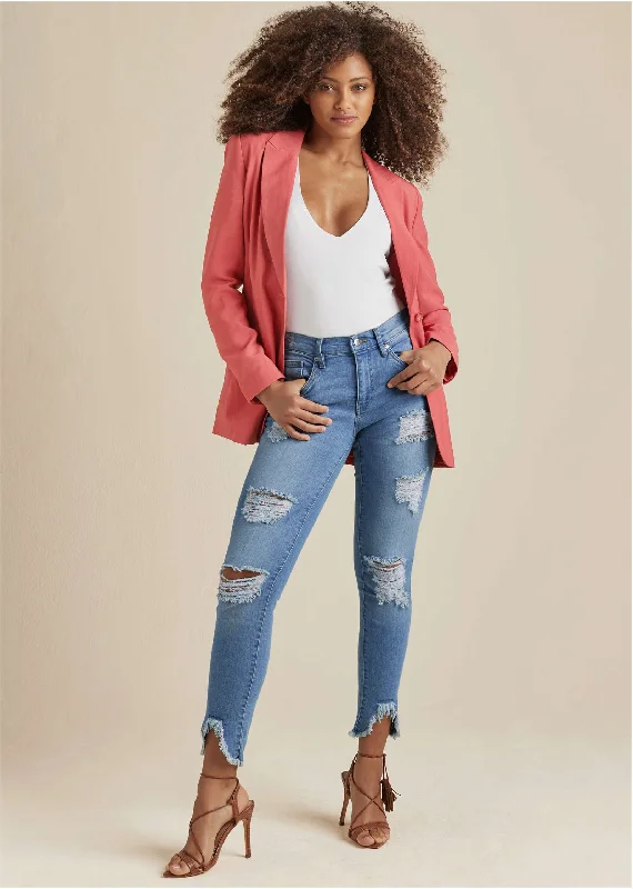 New Markdowns Button-Front Blazer - Rust