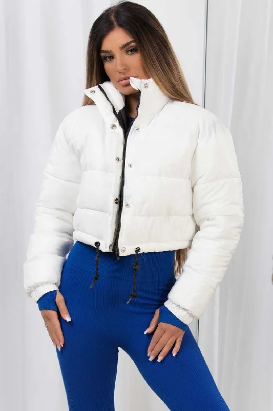 YEAR-End Clearance White Crop Puffer Jacket