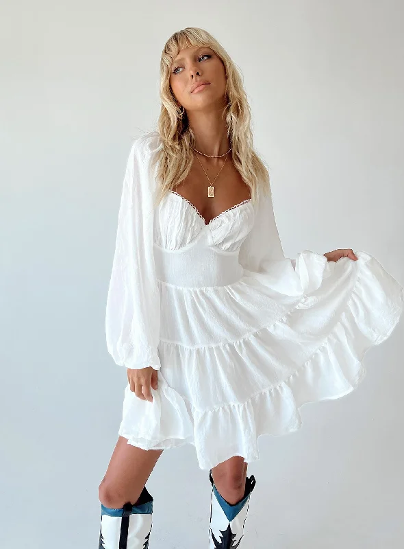 Exclusive Deal Danny Long Sleeve Mini Dress White