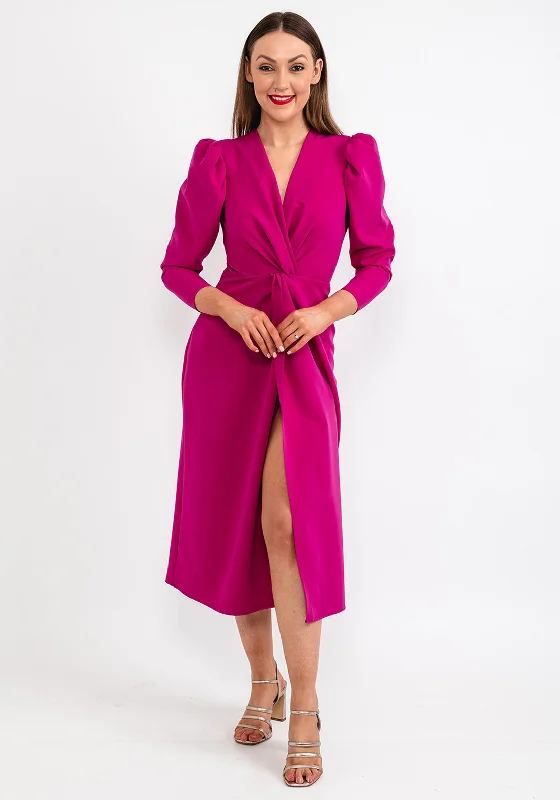 Cayro Monaco Puff Sleeve Midi Dress, Orquidea