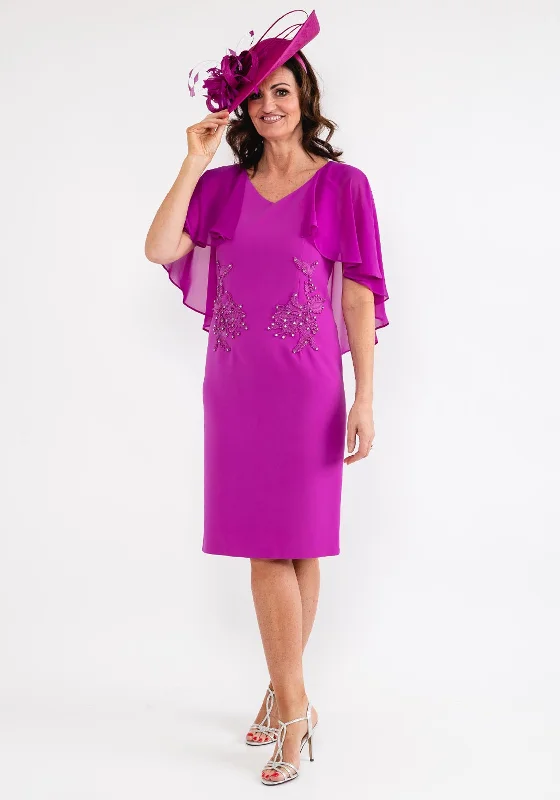 Price Fest Lizabella Chiffon Cape Sleeve Dress, Purple