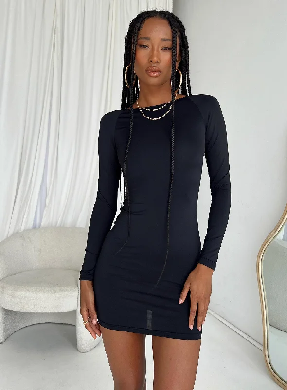 Price Drop Gatewood Long Sleeve Mini Dress Black