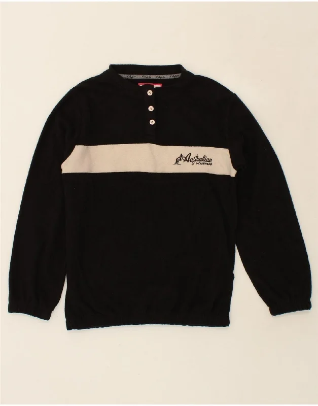 Members Only AUSTRALIAN L'ALPINA Womens Button Neck Fleece Jumper UK 10 Small Black