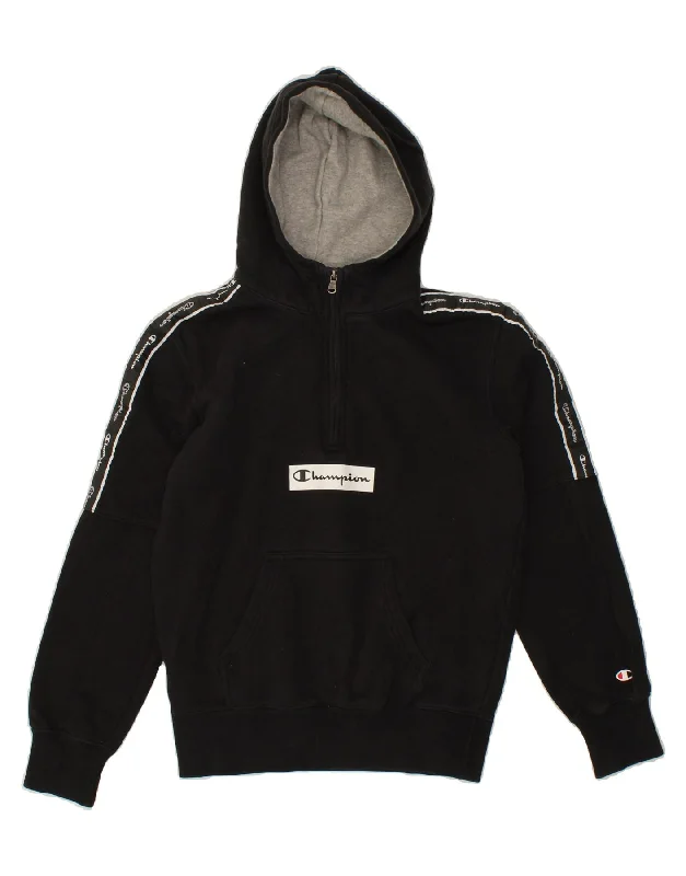 Deal Alert CHAMPION Womens Zip Neck Hoodie Jumper UK 6 XS Black Cotton